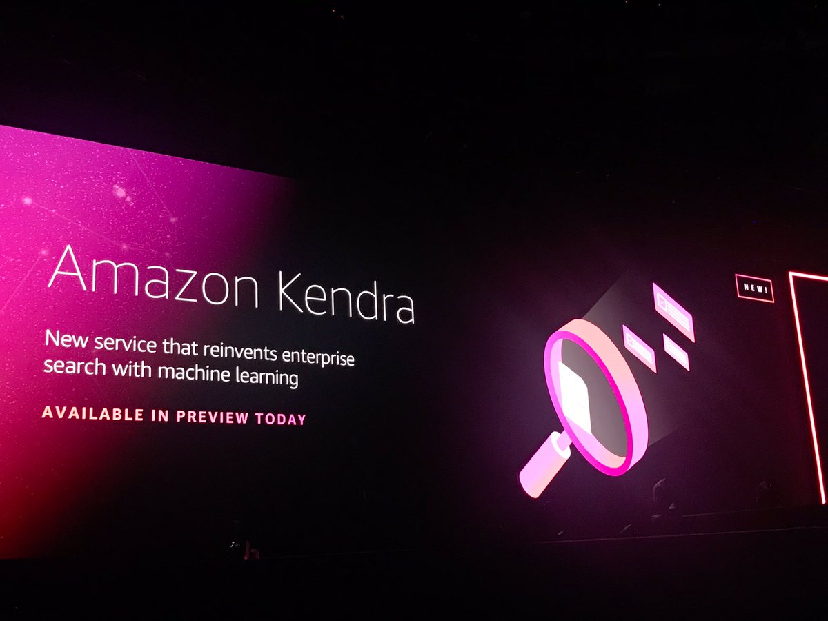 capside's tweet image. Amazon Kendra. Search on corporate data silos. 
 —
#reInvent2019
#NTTonAWS #capsideAWS
#AWSreinvent2019 #AWS