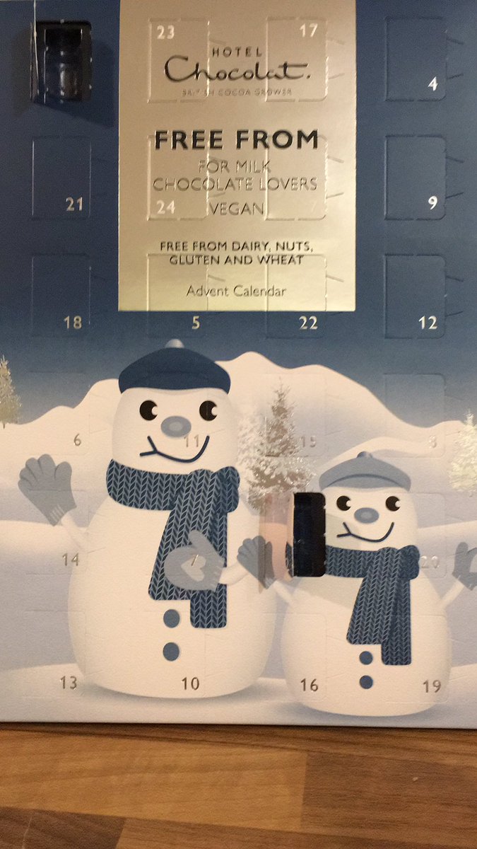 bensawyermusic's tweet photo. I’m enjoying my #dairyfree Advent Calendar that my wife bought me from @HotelChocolat. Had a bit of trouble finding today’s one though #no3 #two7s. Does this mean I have to wait four days for today’s chocolate? https://t.co/WZapffIc2Q