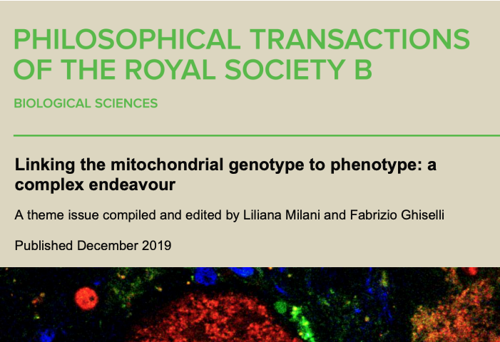 To all of you, mitochondriacs 😀 -- here is an interesting collection of 15 papers, all about #mitochondria : bit.ly/PTB1790, in a recent issue edited by @f_ghiselli and Liliana Milani and published by <a href="/RSocPublishing/">Royal Society Publishing</a>