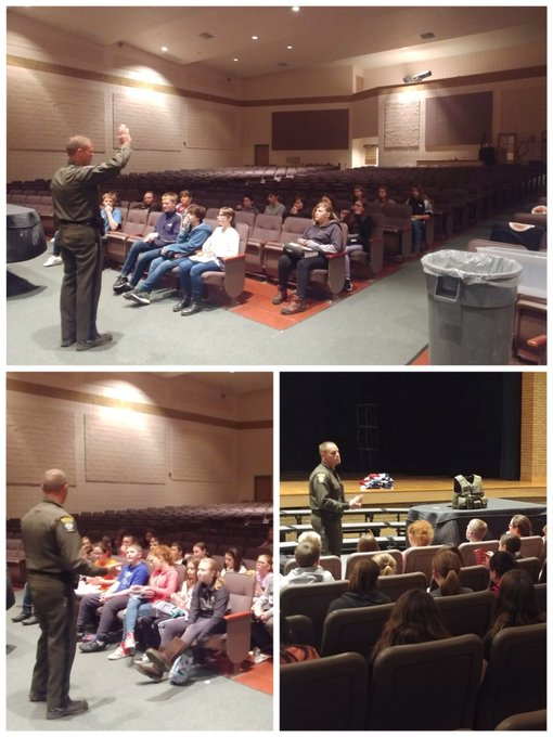 lcs_office's tweet photo. There were lots of laughs and knowledge today for the December College/Career Luncheon Speaker with DEC Officer Fonda. @LyndonvilleCSD https://t.co/eDjngV25N4