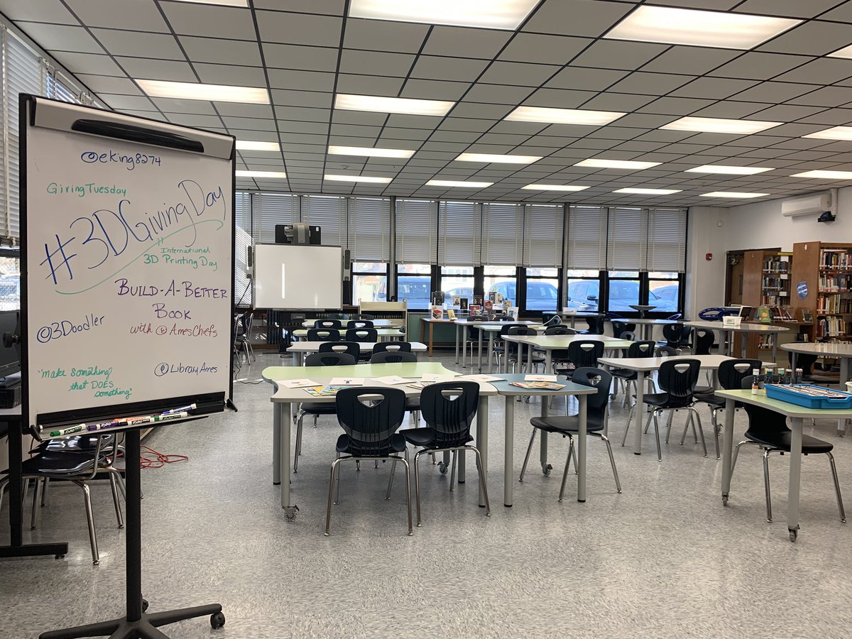eking8274's tweet photo. The stage is set, now we just need the players...lots of @AmesChiefs coming to @LibraryAmes to #buildabetterbook with @3Doodler for #3DGivingDay! Can’t wait!! https://t.co/tbgSwq7kFt