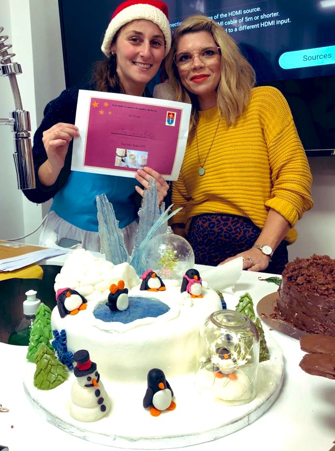 And in 1st place.. The Creative Bakers 🎉🎉🎉 Well done Mrs Ullger and Mrs Garcia. Cakes will be available for students to buy tomorrow. All proceeds going to GBC Open Day. @GBCOpenDay