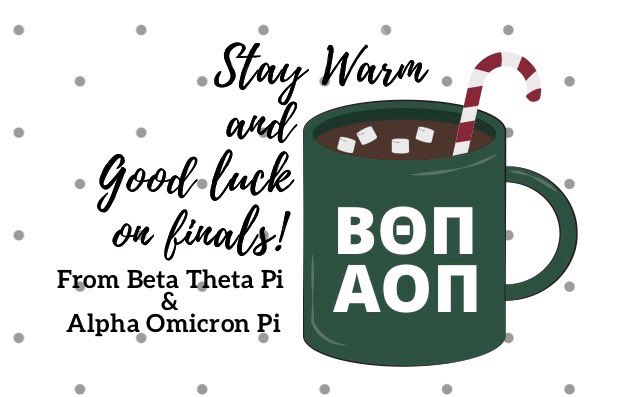 Come see us and <a href="/AOII_EKU/">Alpha Omicron Pi EKU</a> in the Lower Case lobby for hot chocolate, candy canes, and Christmas cards! We will be there until 5 pm!
