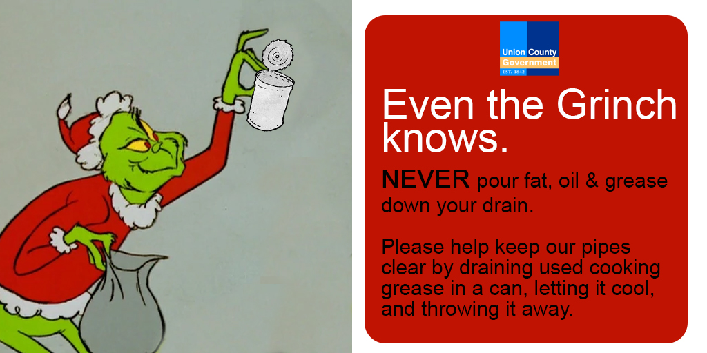 Please help us out this Christmas season. Keep our pipes clear by disposing of FOG in the trash. #FOG