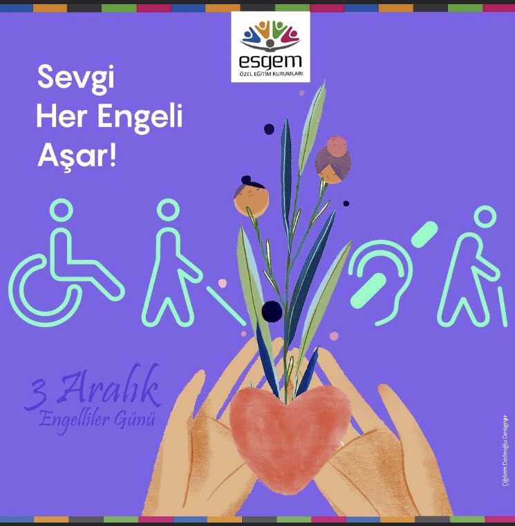 esgem26's tweet photo. Sevgi Her Engeli Aşar! #3AralikDunyaEngellilerGünü #esgemözeleğitim #esgem #gelisimözeleğitim #otizm #dilkonuşmaterapisi #fiziktedavi #eskişehir #bozüyük #bilecik #kütahya https://t.co/8whBqRrcsL
