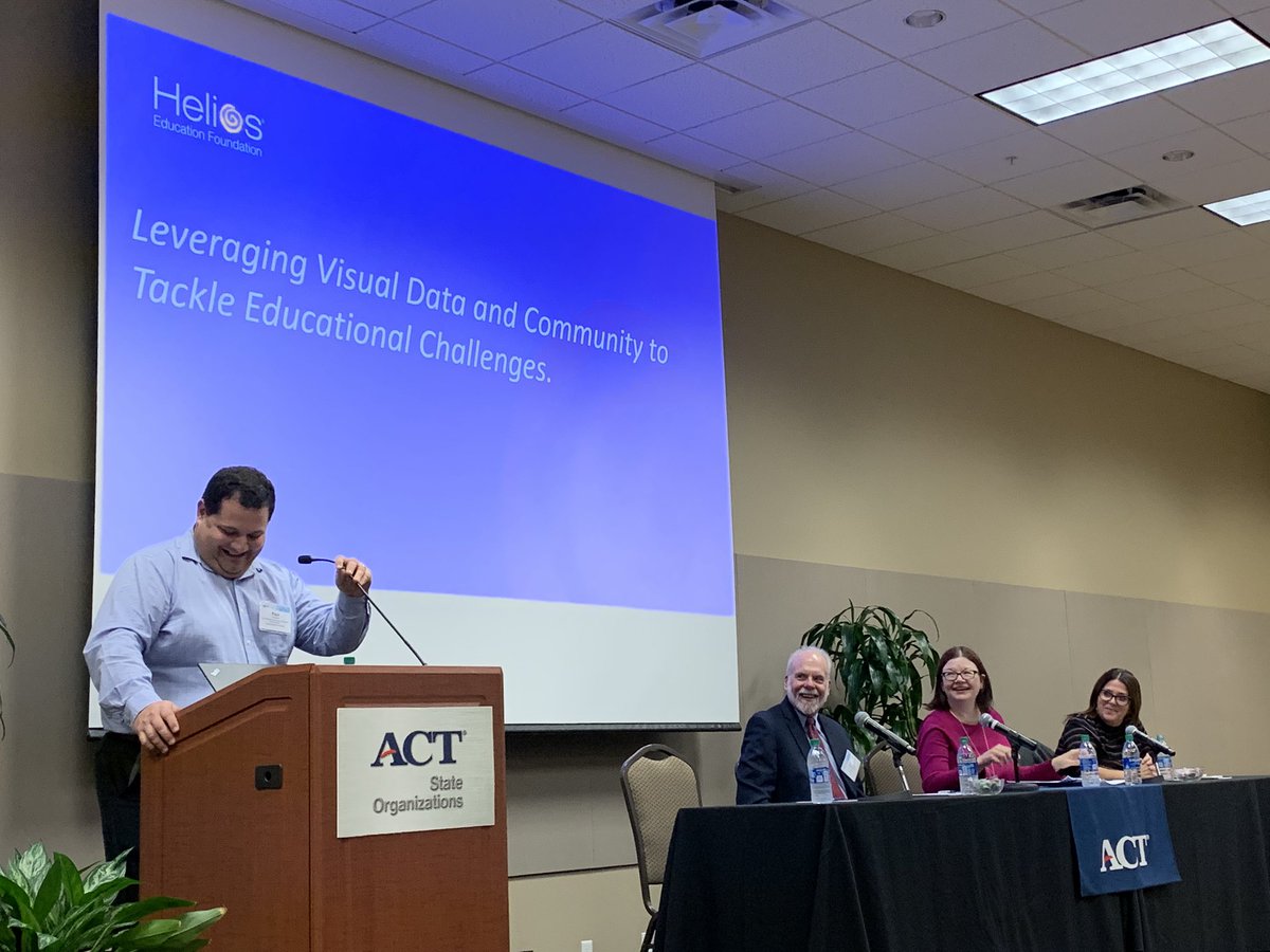 Savanah_Schott's tweet photo. How do you make sense of all this data from different sources? There is a way. Dr. Paul Perrault and colleagues discussing new data visualization tools from @HeliosEdFnd and partners. @ACT #azACT #ACTstateorgs https://t.co/aUO9UgFv5Q