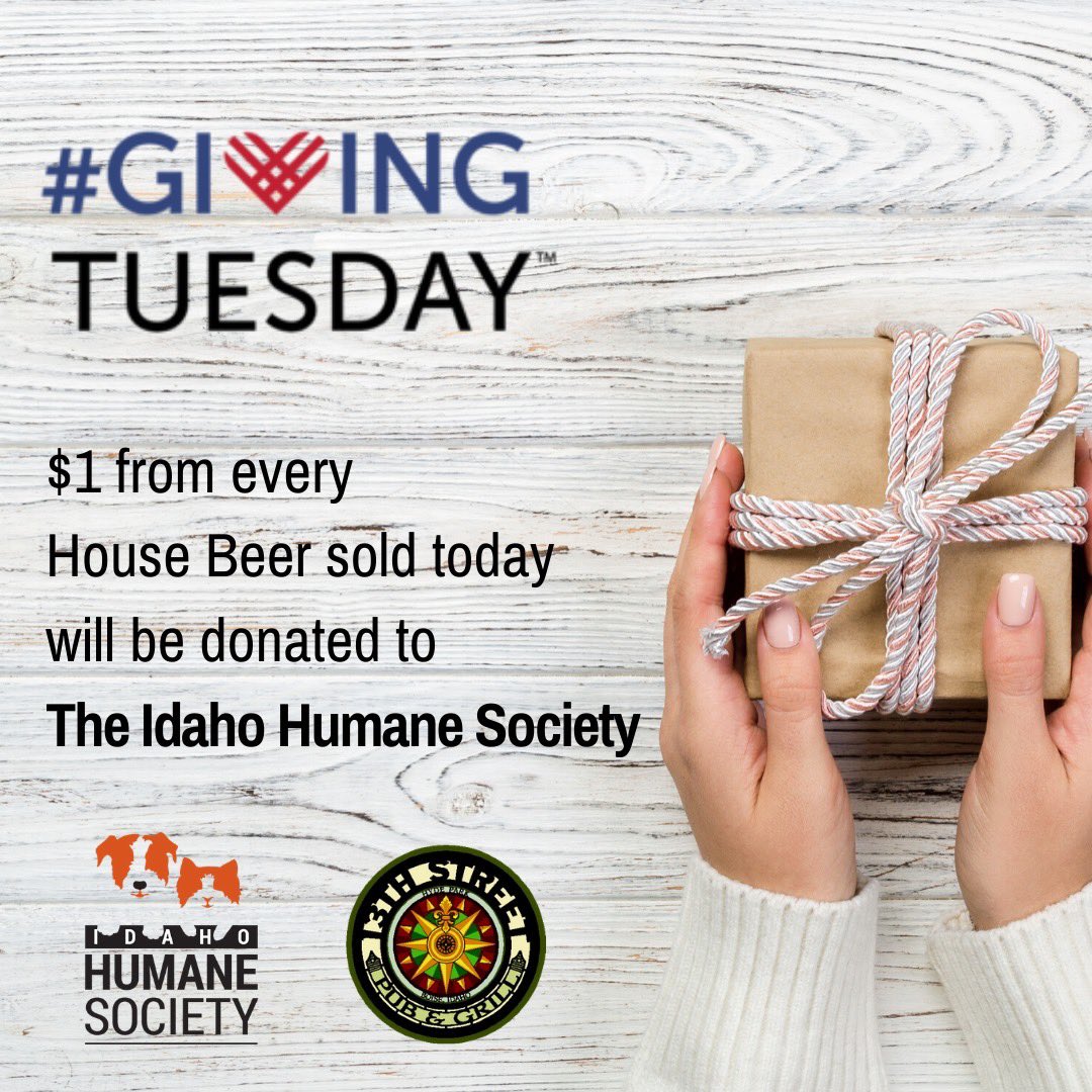 It's #GivingTuesday We're donating $1 from every Hyde Park Handshake sold today to the <a href="/IdahoHumane/">Idaho Humane Society</a>. So come have a drink for a good cause 🍻<a href="/MotherEarthBrew/">Mother Earth Brewing</a>