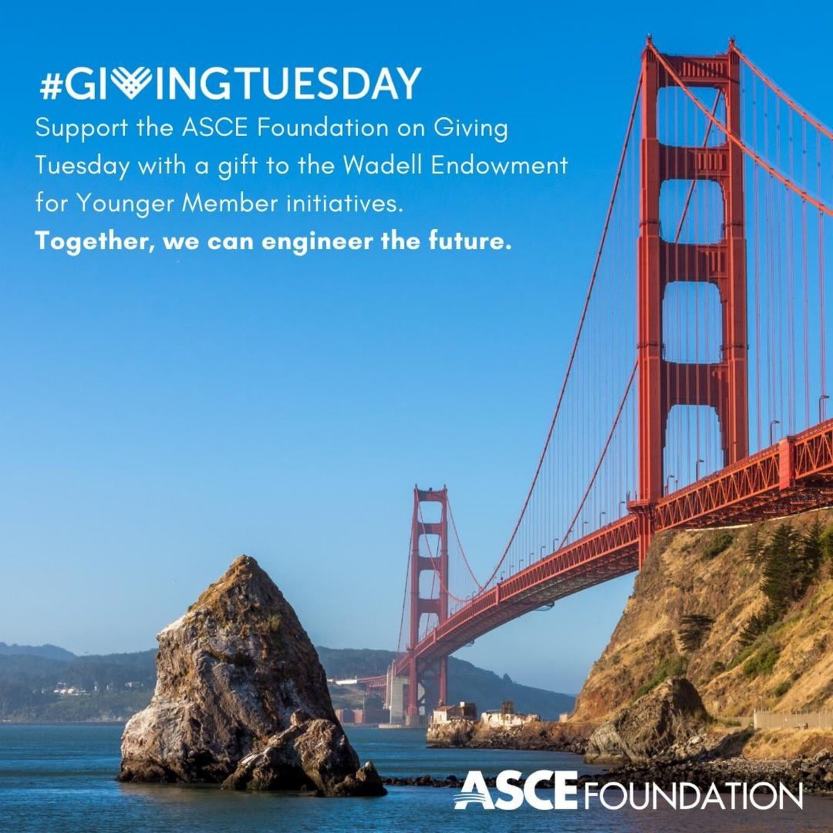 ASCE_YMS's tweet photo. It’s #GivingTuesday! 💙
Give back to the civil engineering profession by supporting the #ASCEFoundation. 🙌🏽
Help us reach our fundraising goal of $75,000 for the Robert P. Wadell Endowment for Younger Member Leadership and Innovation. 👏🏽
#ASCEYMS #YoungerMembers #ASCEMadeMe https://t.co/dVI19hfTBW