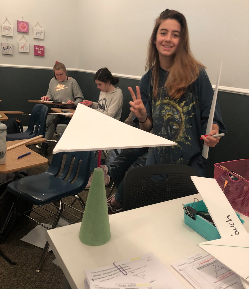 RAlpharetta's tweet photo. Mrs. Topham challenged her Geometry students to find the centroid point of their triangles. As their "ticket to leave", students were not be dismissed until they successfully found the center of balance of their object. #handsonlearning #realworldapplication #problemsolving https://t.co/JGSGVK5MpK