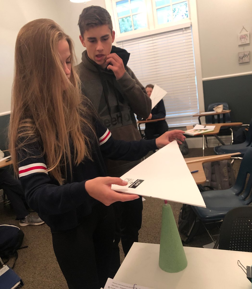 RAlpharetta's tweet photo. Mrs. Topham challenged her Geometry students to find the centroid point of their triangles. As their "ticket to leave", students were not be dismissed until they successfully found the center of balance of their object. #handsonlearning #realworldapplication #problemsolving https://t.co/JGSGVK5MpK