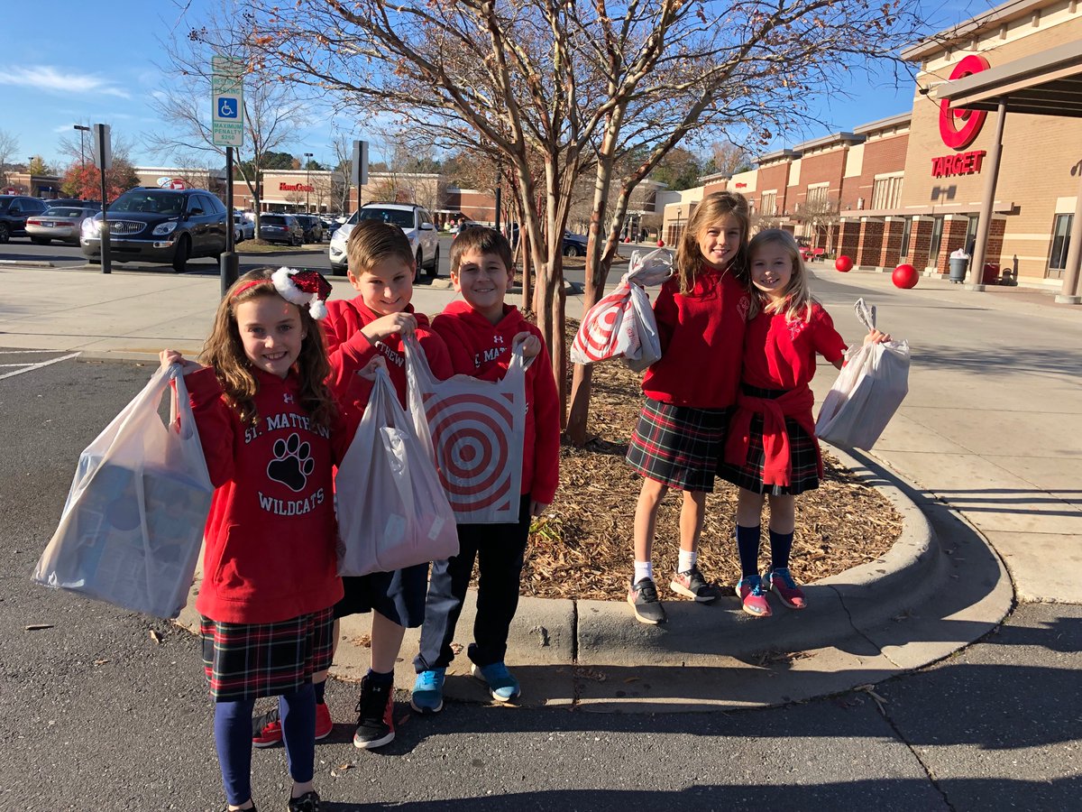 StMattWildcats's tweet photo. You may have seen some of our students (or lots of them!) out shopping today! They were so excited to shop and wrap gifts for those who need it most. We thank our children for their smiles, generosity, and Christmas spirit. #faithandfriends #stmattwildcats https://t.co/T6E0jmCkat