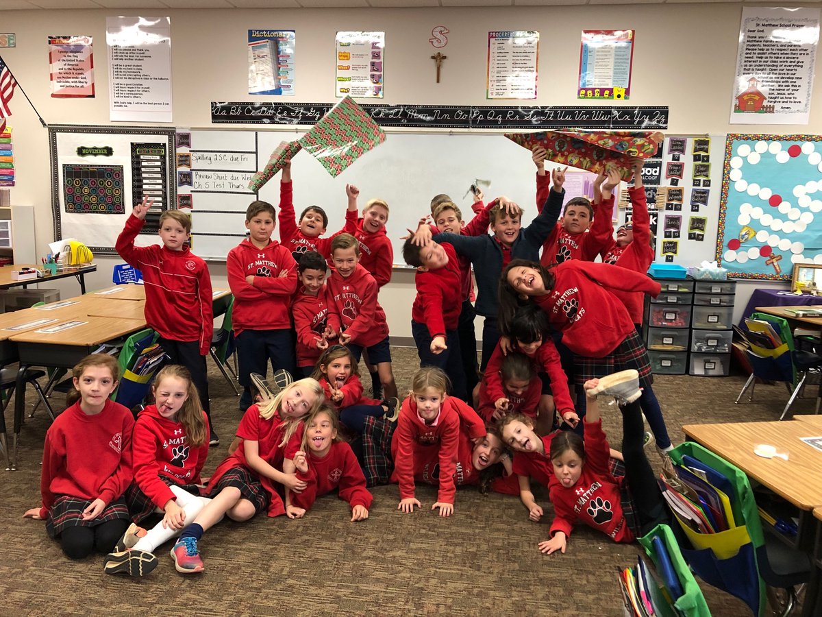 StMattWildcats's tweet photo. You may have seen some of our students (or lots of them!) out shopping today! They were so excited to shop and wrap gifts for those who need it most. We thank our children for their smiles, generosity, and Christmas spirit. #faithandfriends #stmattwildcats https://t.co/T6E0jmCkat