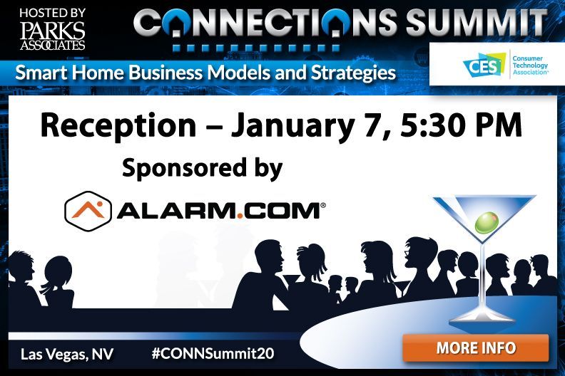 slewisat's tweet photo. You're invited! Join @AlarmDotCom and 500+ #smarthome and #IoT industry executives at the #CONNSummit20 networking reception on Jan 7 at #CES2020. Get your invitation: https://t.co/hSIcs1GIxS https://t.co/PmfANq3IXU