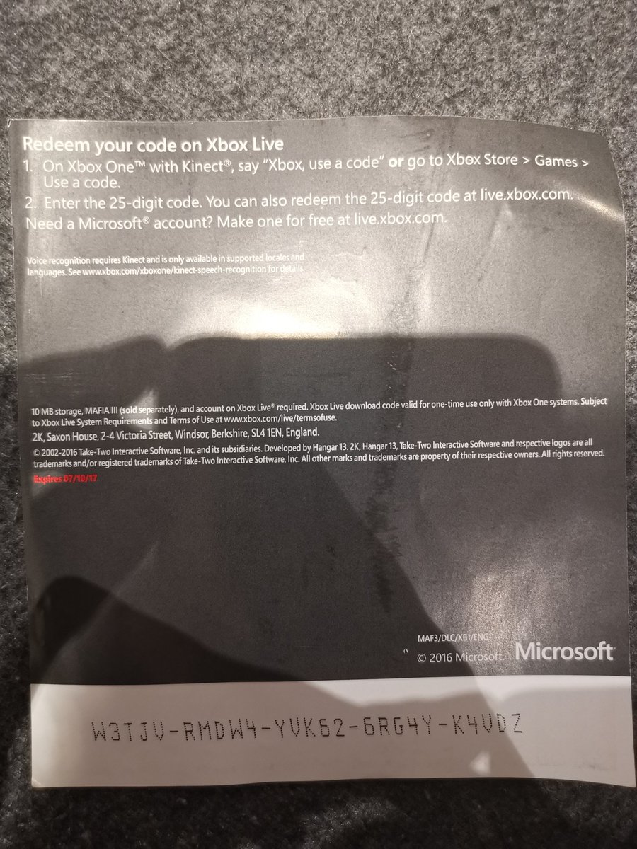 Eden0032's tweet photo. Found these 2 codes, don't know if they've been used.
If you have Mafia 3 and want to up your game, feel free to help yourself.
#Mafia3 #Xbox #XboxOne #Free #Code #FreeCodeTuesday https://t.co/pu5PP80tnq