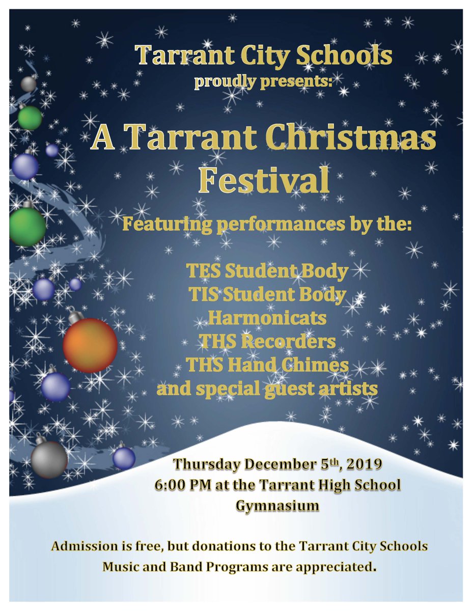 TarrantCity's tweet photo. Please join us this Thursday at 6:00 pm for our annual Christmas concert! https://t.co/fzkF9a49gU
