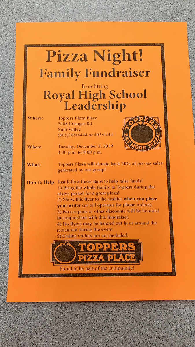 Help support leadership by going to toppers and showing this flyer!