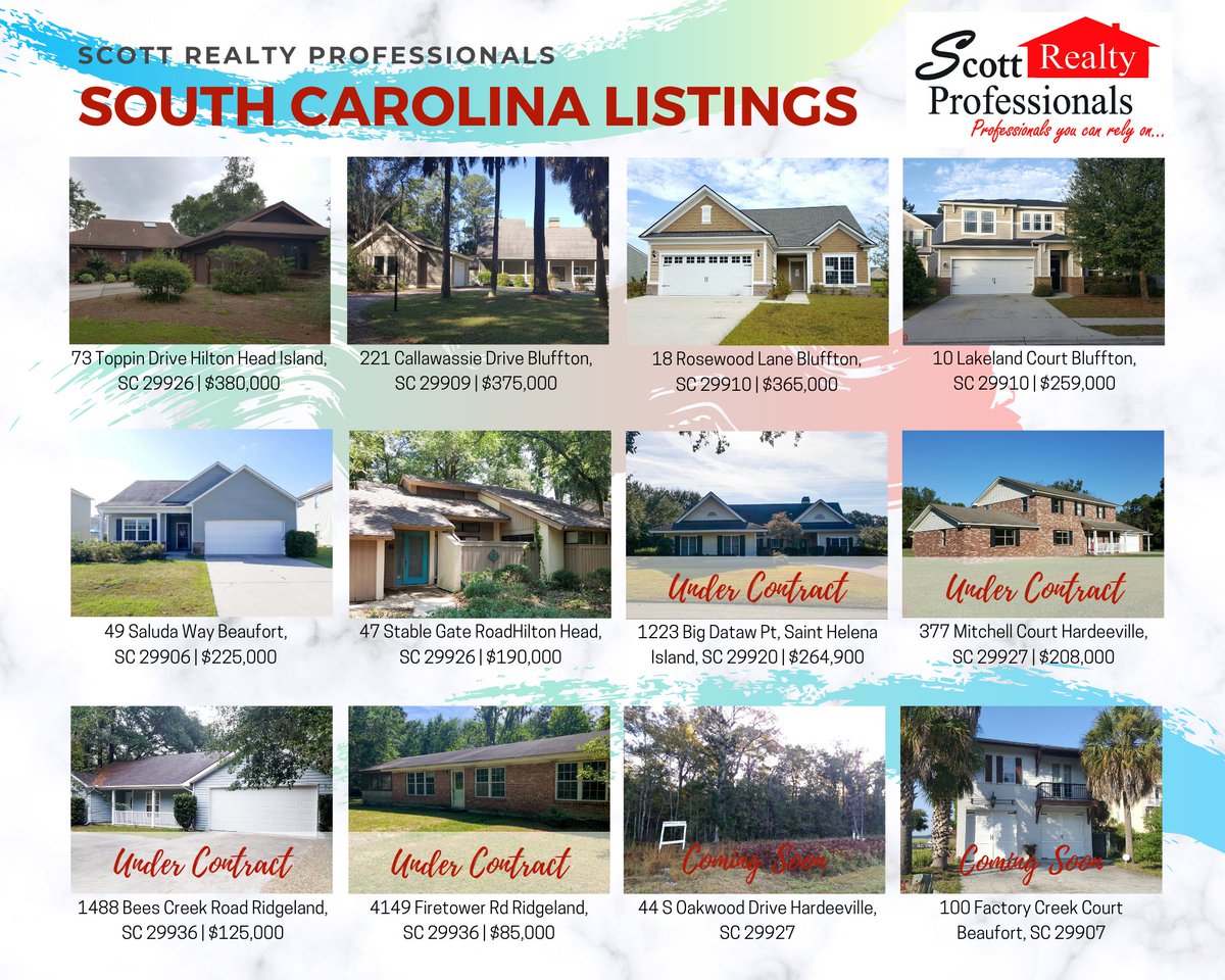 Great deals on these South Carolina homes available for sale! #forsale #SCproperties #scottrealtyprofessionals #SChomes