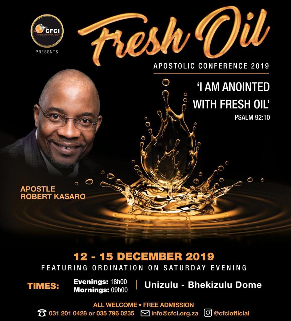 CollinsDhlomo's tweet photo. Join our Fresh oil conference next week. We expect times of refreshing to pour out much grace upon us. https://t.co/axdblMxgv9