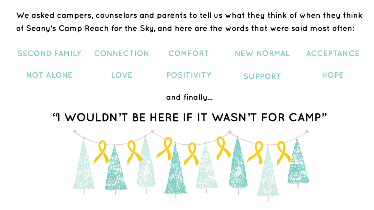 They say your brain isn't fully developed until you are 26. Now imagine going through something as catastrophic as Cancer as a child. Camp helps to heal the mental and emotional strain that is caused by Cancer and all that comes with it. 

#givingtuesday #campmakesadifference