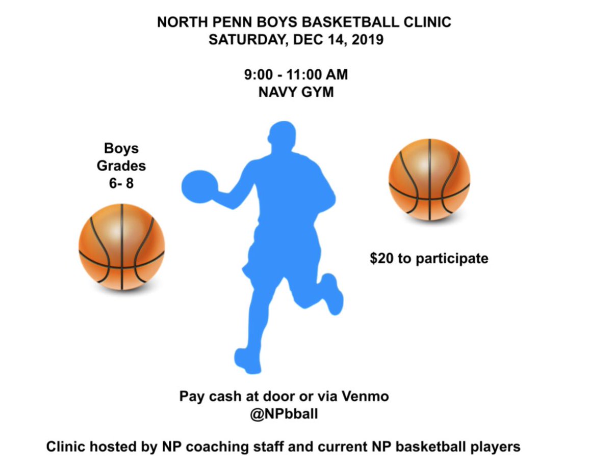 npknightsbball's tweet photo. Grab your calendars and mark Saturday, December 14th for the North Penn Boys Basketball Clinic. Any boy is welcome from grade 6 to 8. We will see you there! 🏀 #NPBasketball https://t.co/lGMbp37fdo