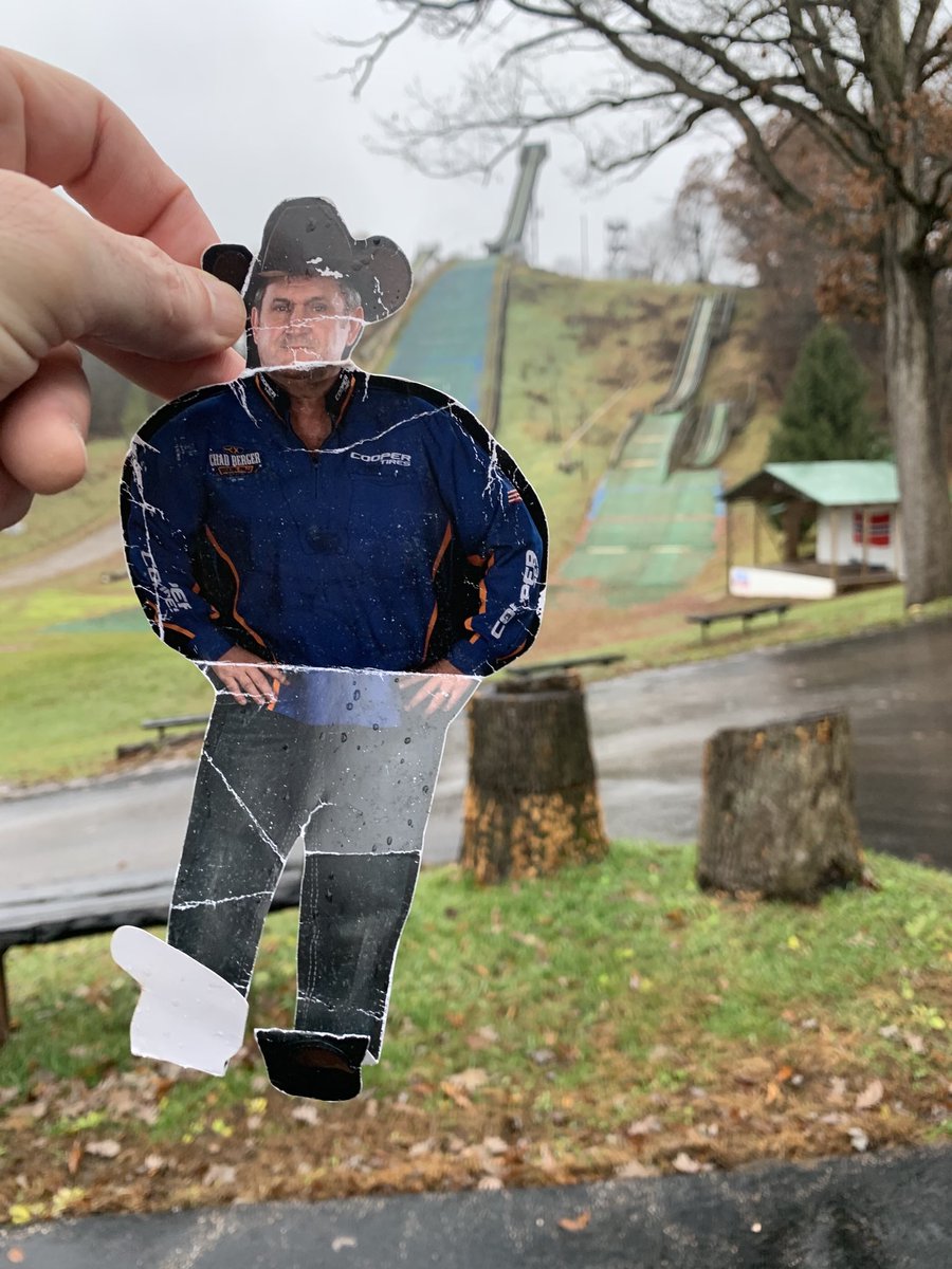 MikeTobinFox's tweet photo. I found #flatchad in my backpack when I was getting ready for some training on the ski hill. @chadberger @TeamCooperTire he’s been around a bit. Looks like he could use some duct tape. https://t.co/u1Qd6jdi5l