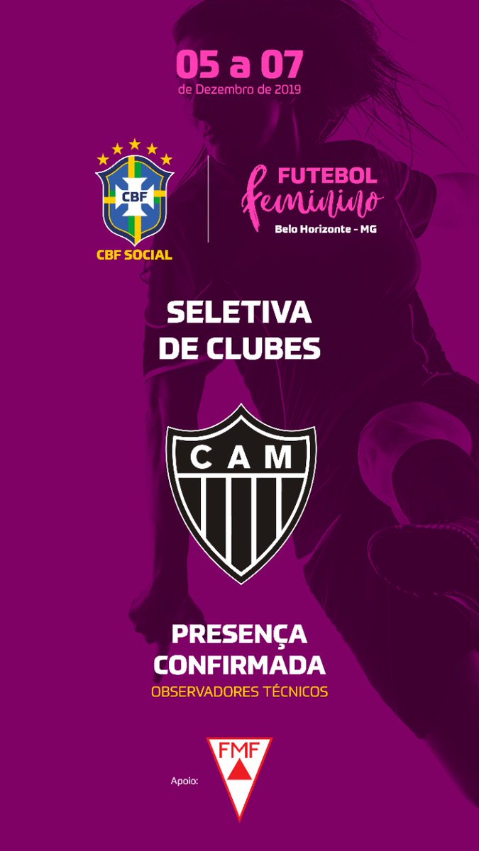 GaloFFeminino's tweet photo. Começa, na quinta-feira (05.12), o #CBFSocial! Evento voltado para o futebol feminino, com workshops e seletivas para meninas que sonham em jogar futebol!
O @Atletico? Tá dentro!!!
#FutebolFeninino venha ser uma das #Atleticanas! https://t.co/teEEd12C7u