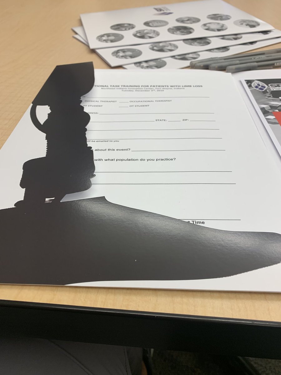 DPT_Rob's tweet image. At an event for functional task training amputees and these are the folders! Never underestimate @SRTProsthetics creative abilities and attention to detail.