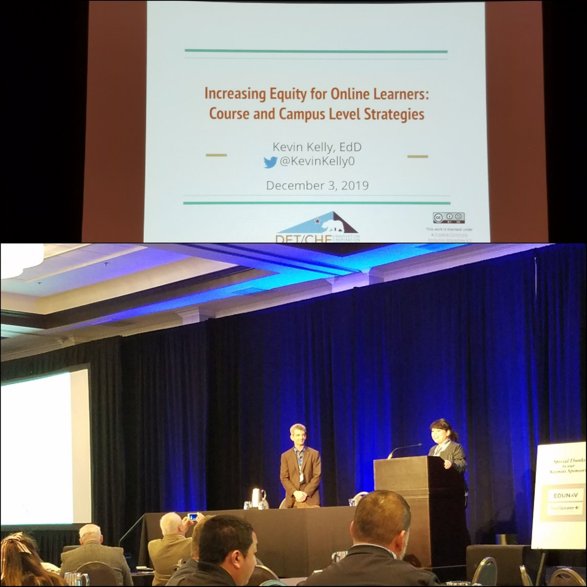 tvzucd's tweet image. Kicking off #detche19 with @KevinKelly0 sharing his thoughts about increasing equity for online learners. #learningequity