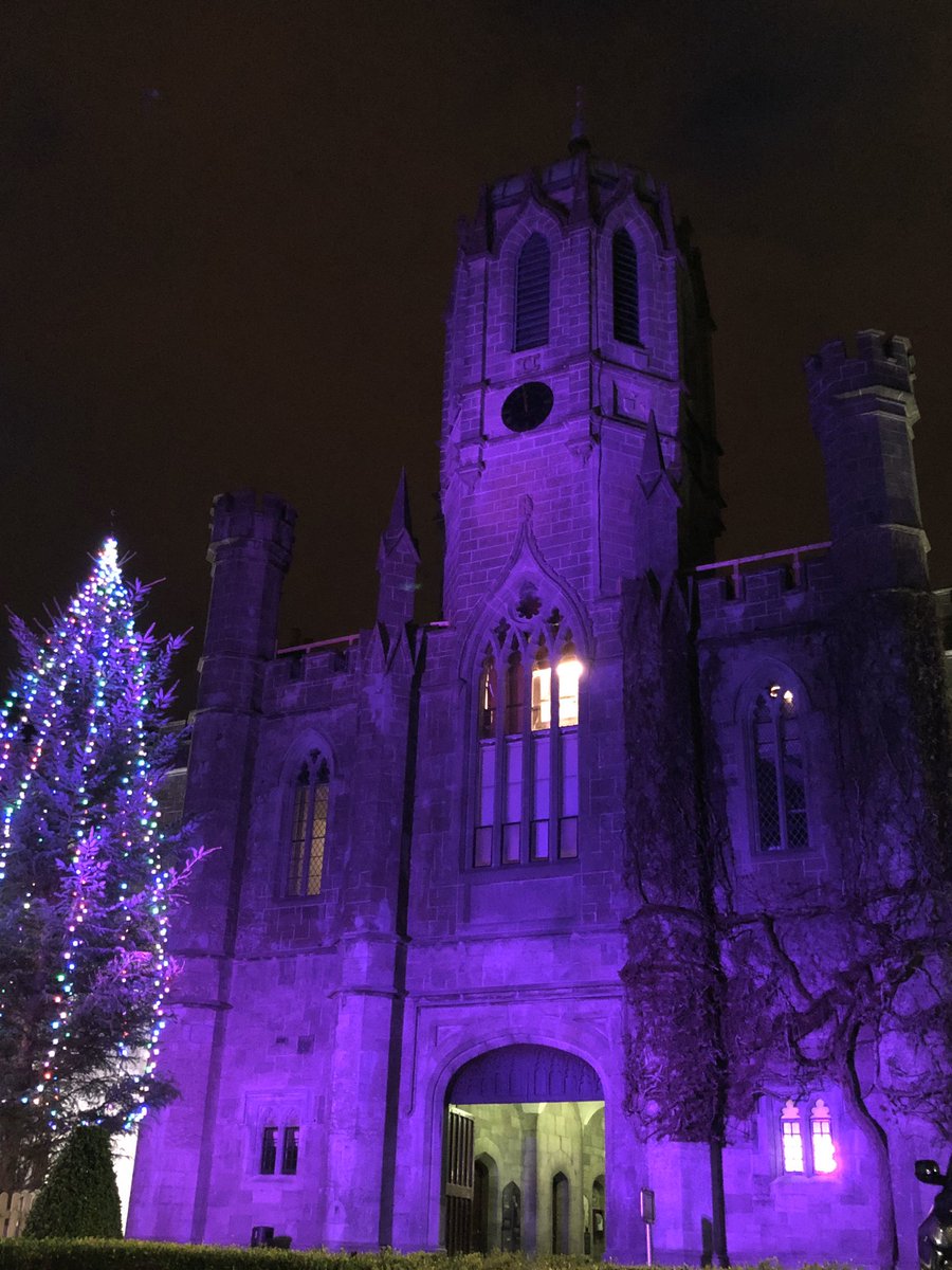NUI Galway celebrates by lighting up the historic Quadrangle Building#PurpleLights19