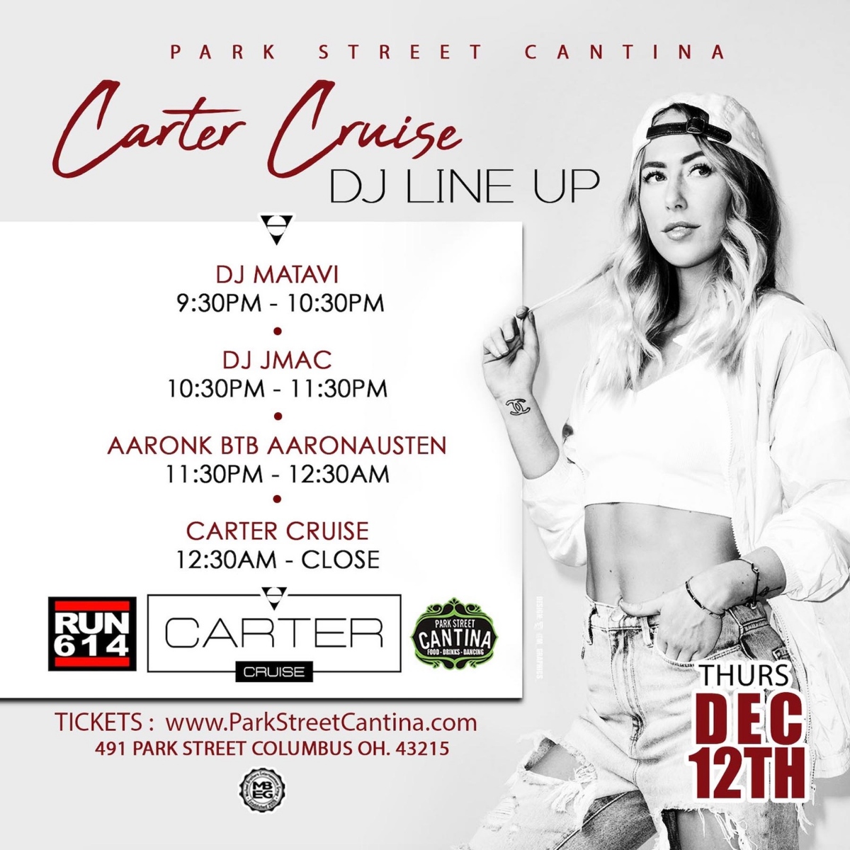 Catch me warming up the decks for <a href="/CarterCruise/">carter “cool girl” cruise</a> at <a href="/ParkStCantina/">Park Street Cantina</a> on December 12.  #housemusic #run614 #basshouse #edm #breaks #dubstep #deephouse #techhouse #dance #party #letsdance #electrohouse #columbus