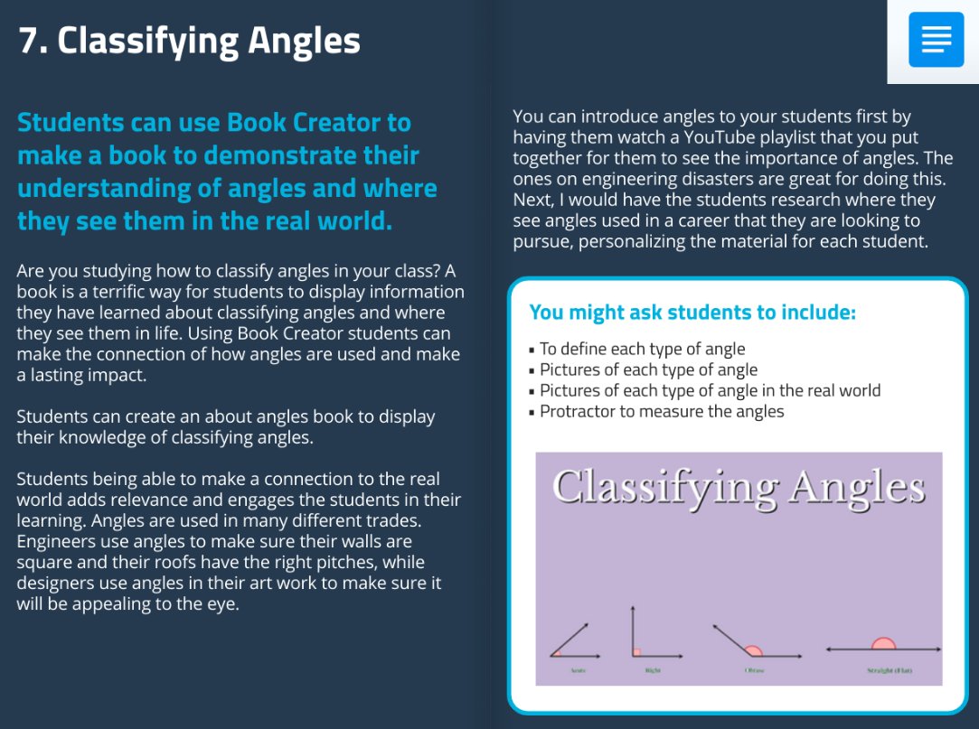 Book Creator Team A Twitter Did You Know You Can Create Mathematics Books In Book Creator If You Re Teaching About Angles Then Check Out These Ideas From Lancerkey Lots Of Ideas On