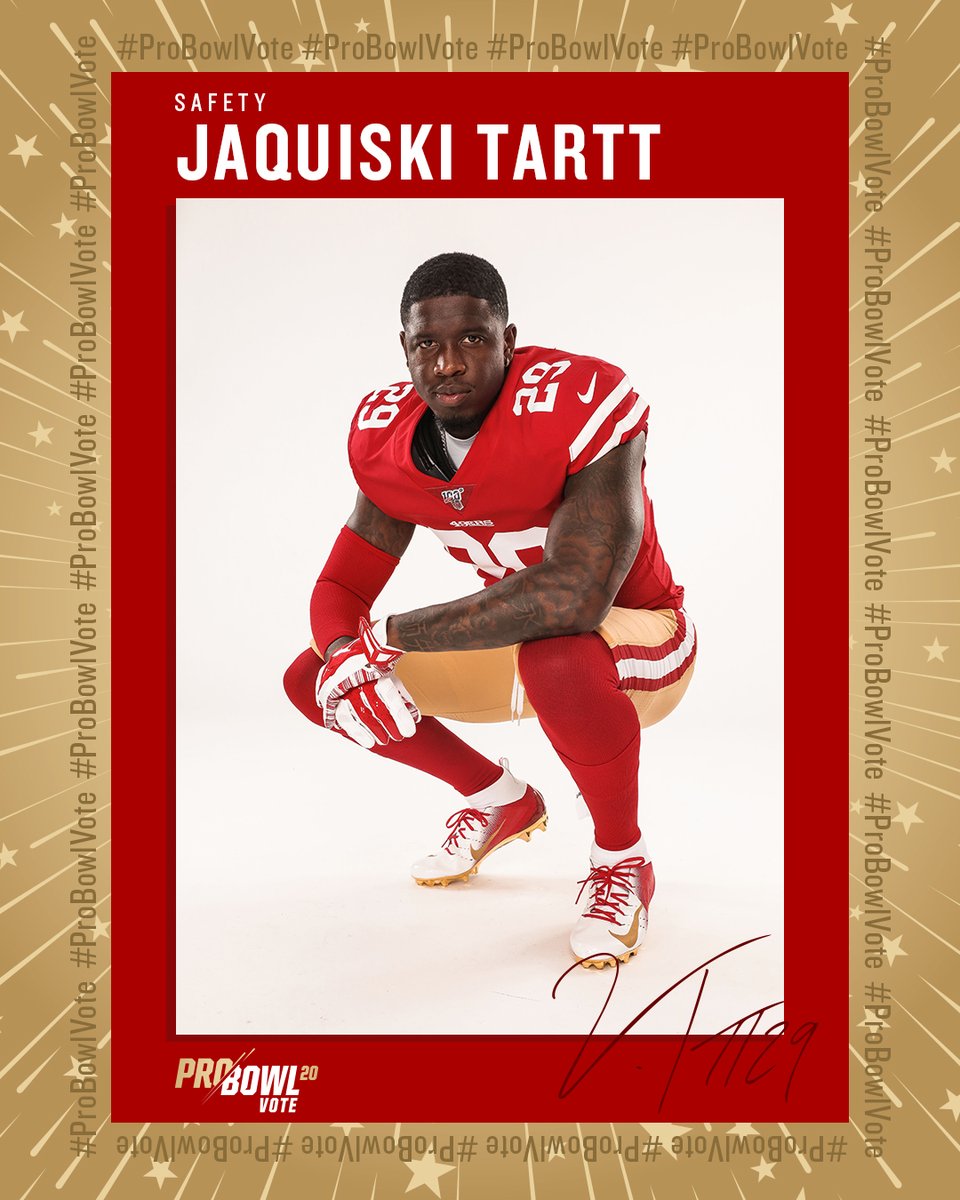 49ers's tweet image. RETWEET TO VOTE‼️

#ProBowlVote @Quaski29 
#ProBowlVote K'Waun Williams
#ProBowlVote @fred_warner 
#ProBowlVote Jimmie Ward
