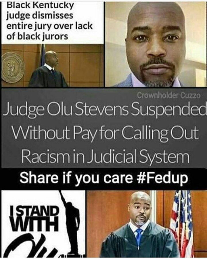 DerenicByrd's tweet photo. Black Judge in Kentucky suspended for calling out racism. https://t.co/hnbpT2BiN3