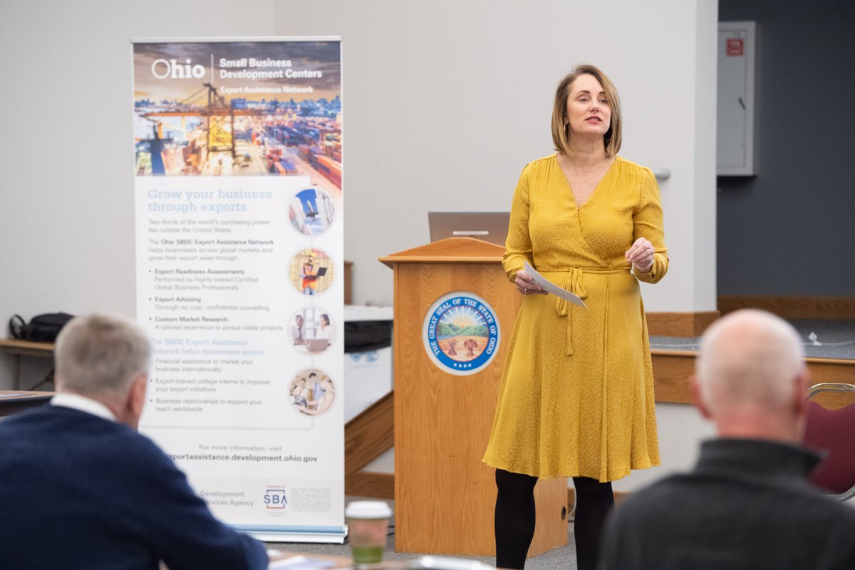 OhioDevelopment's tweet photo. Director @LydiaMihalik and the office of Small Business and Entrepreneurship spoke at @FoodExports Increase Export Success! seminar today on what @OhioDevelopment can do to help small and medium-sized exporters across Ohio grow international trade. #OhioDevelopment https://t.co/O7cmjlOaH9