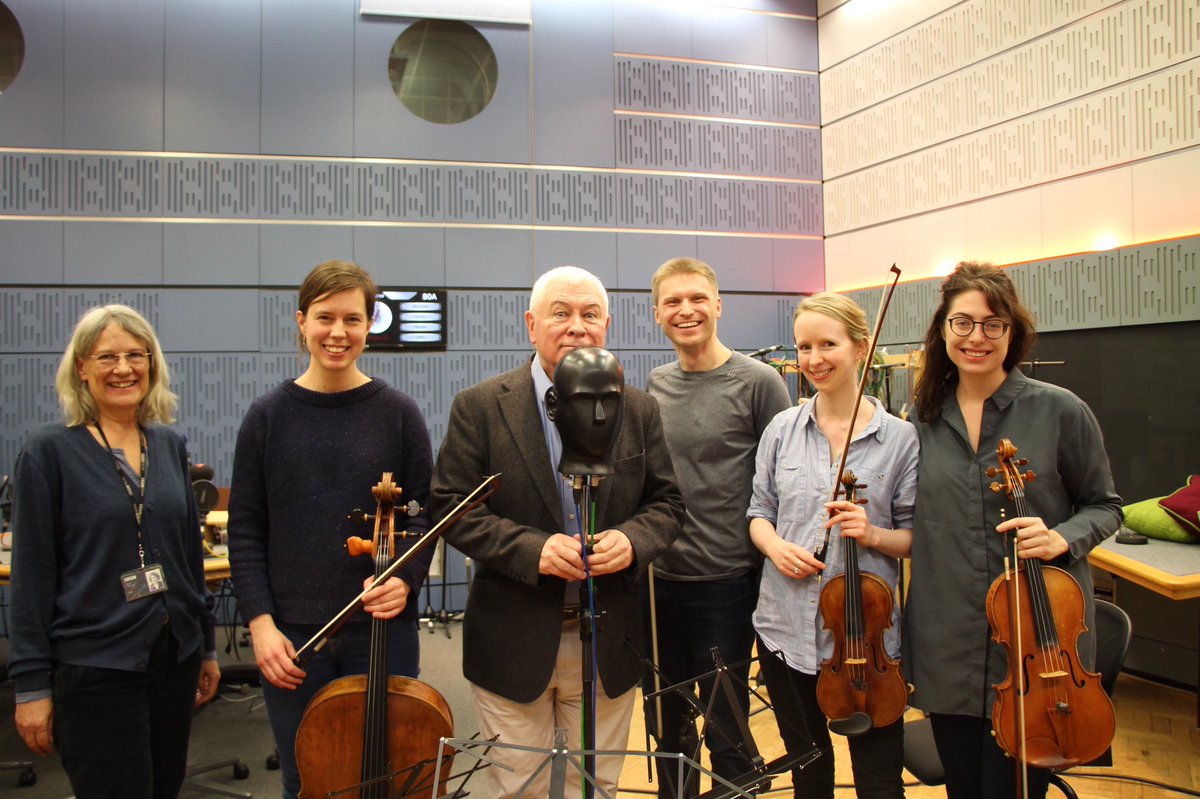 GildasQuartet's tweet photo. Hanging out with Hermann the binaural mic and attempting to create some surround sound at @BBCRadio3 earlier. Thanks for having us @BBCInTune Listen back at https://t.co/RmMQtYiiXP (we’re at 1hr 21) https://t.co/8lkSlmY2HN
