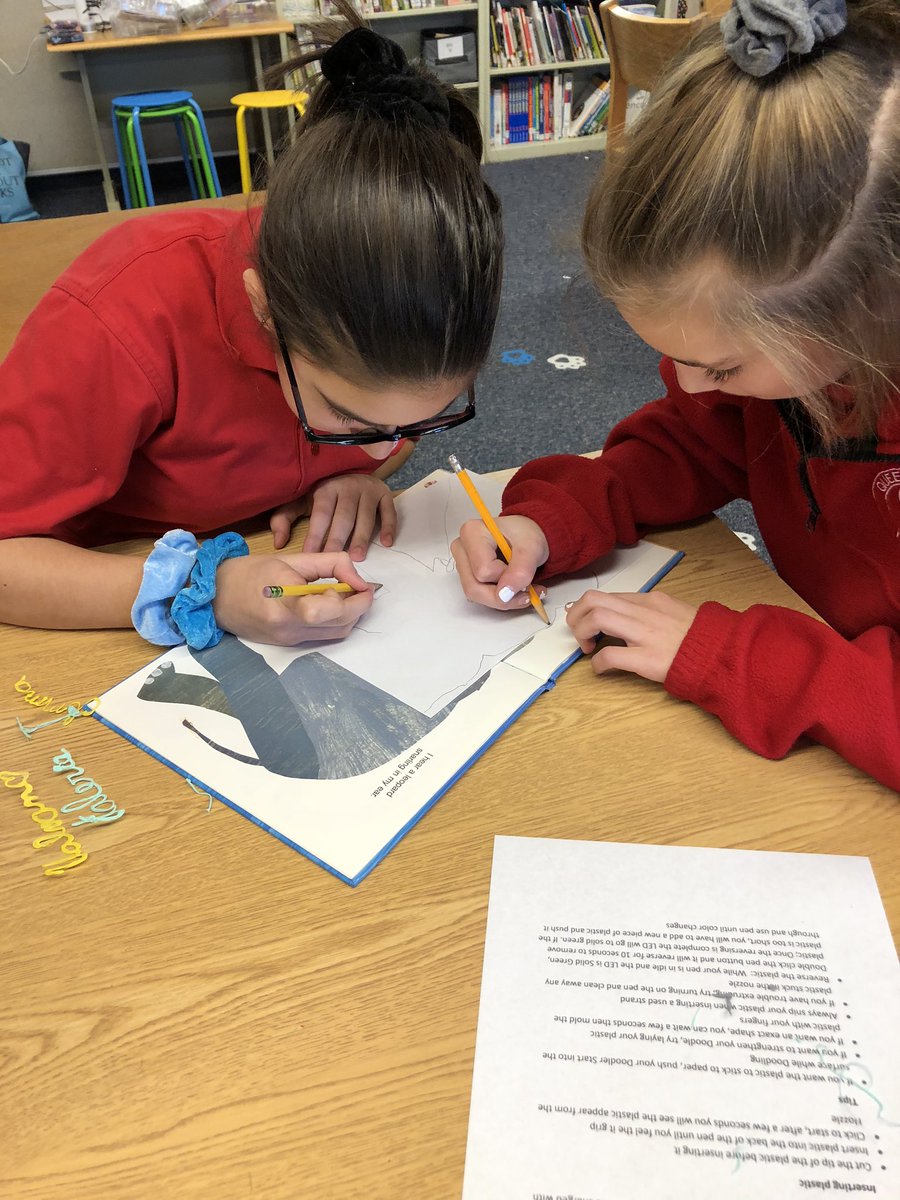 Maryannmcginn's tweet photo. Giving Tuesday project @qrcougars 6th graders using @3Doodler to make tactile books for students who are blind. #BuildABetterBook #QRPride https://t.co/uNIQjX3b0B