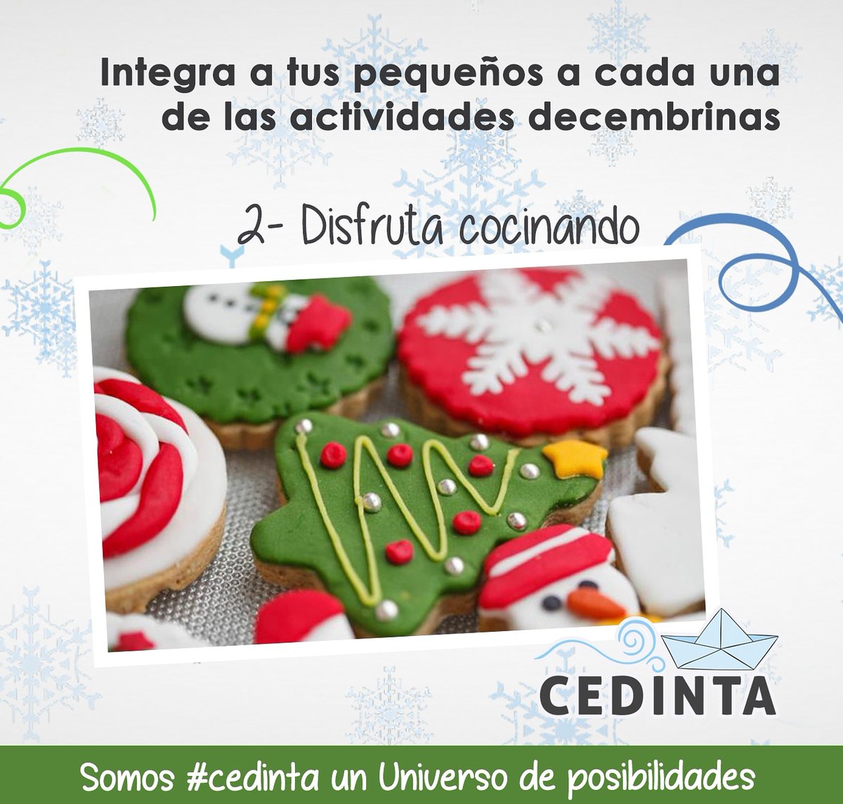 cedinta's tweet image. 🍪 Hornear galletas es  una forma ideal para compartir tiempo con tus pequeños🎉🎁 puedes ayudarlo a cortar las galletitas con formas divertidas y decorarlas ♥️disfruta las navidades en familia
#Psicopedagoga #bienestarfamiliar #charlas #conferencias #equilibrioemocional