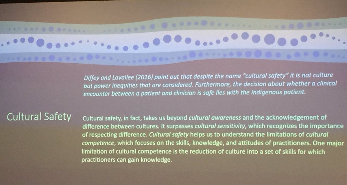 nadinehillock's tweet photo. Cultural safety is more than taking a course on cultural sensitivity. It is about as a practitioner or researcher, understanding how your own culture imparts bias - Dr Carrie Bourassa, Scientific Director, College of Medicine @usask speaking at #hsr19 @hsraanz #healthresearch https://t.co/q0ENetfQRn