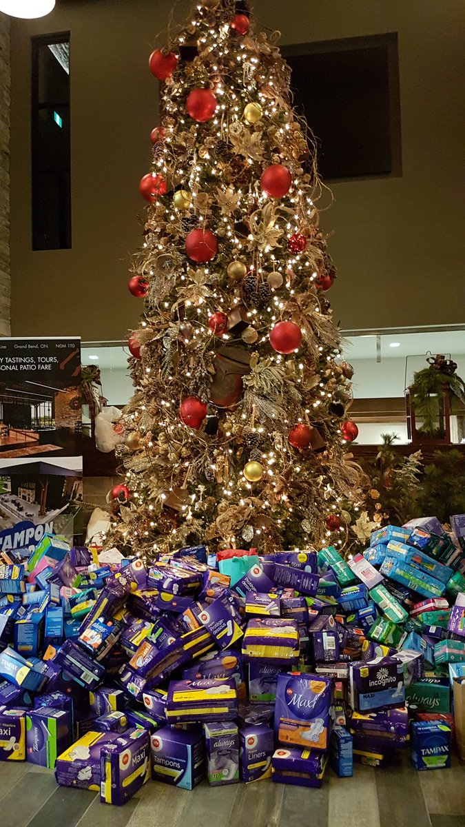 Amazing donations for #tampontuesday in #grandbend  at <a href="/darkhorsewine/">Dark Horse Wine</a> tonight. #periodpoverty <a href="/HCFBDC/">HuronCountyFoodBank</a>