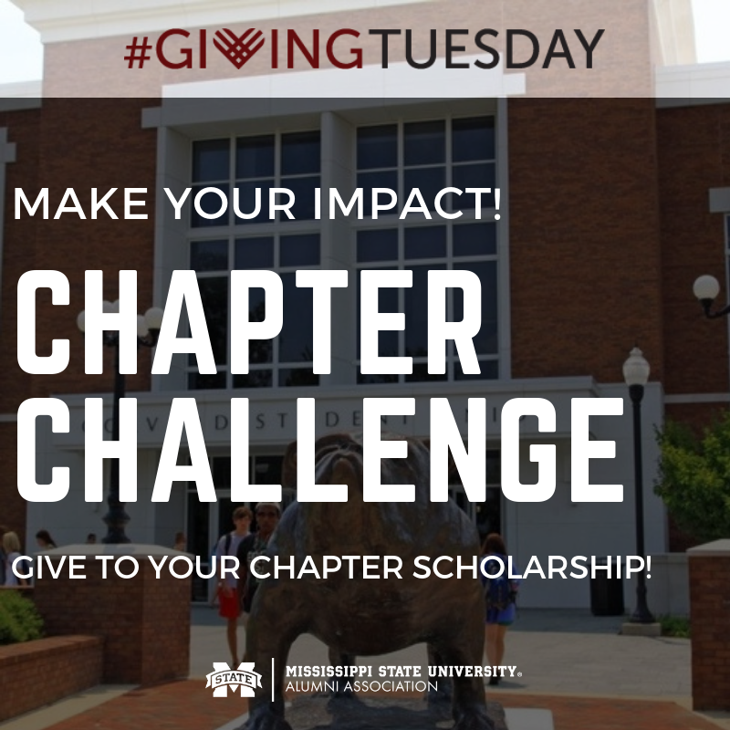 MSAlumniChapter's tweet image. It's #GivingTuesday Bulldogs! The MSU alumni chapters are showing their Maroon pride by stepping up to support their local scholarship funds! You have until midnight tonight to make a gift and help local students from your area attend Mississippi State! hailstategiving.com