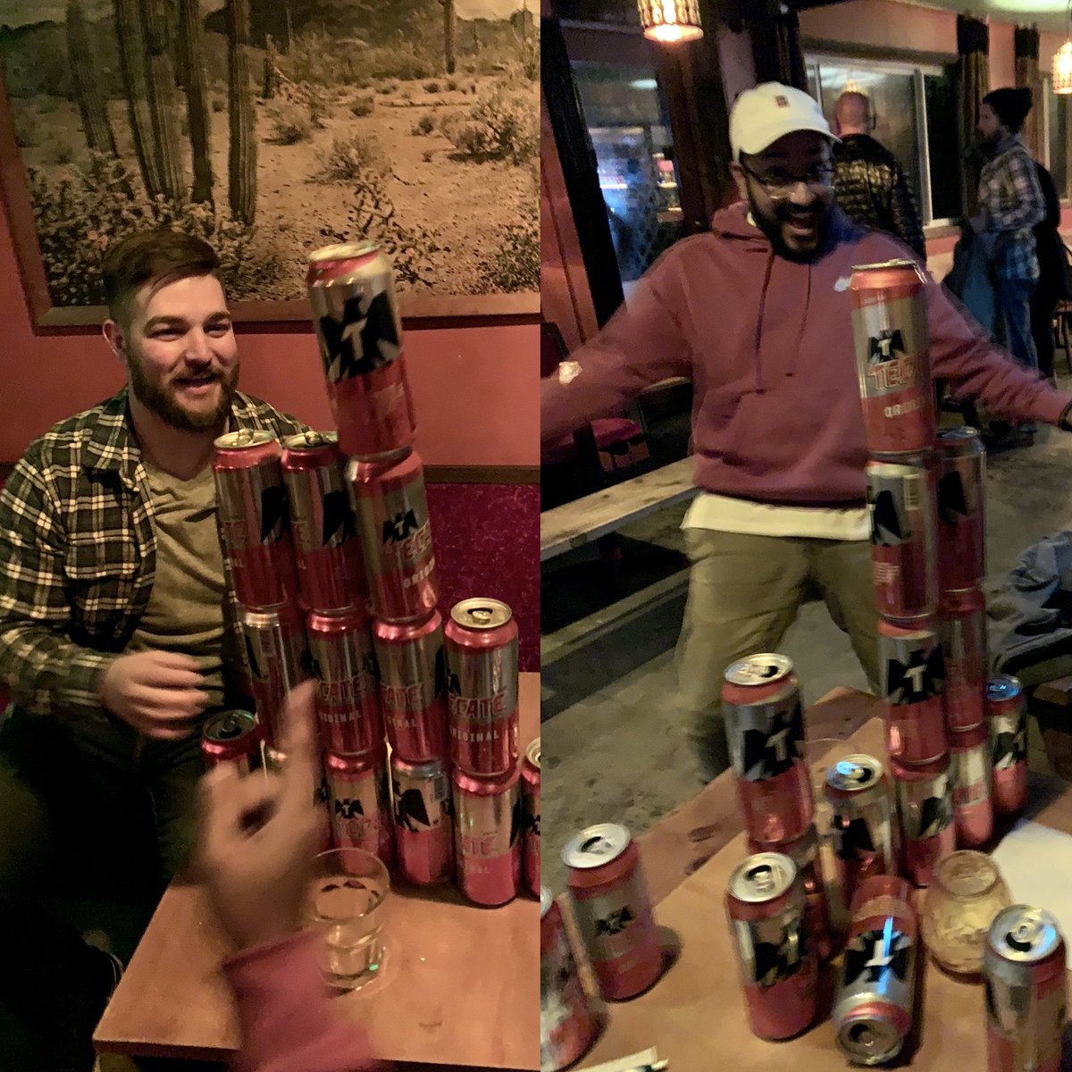 Respect for a team that creates their own physical challenges so that they can multitask during the quizzery! Let’s see what other creative building materials you can find tonight: <a href="/thewaypost/">The Waypost</a> at 8, Speakeasy at 8, <a href="/cruzroomPDX/">Cruzroom</a> at 7. #TriviologyTeamArt