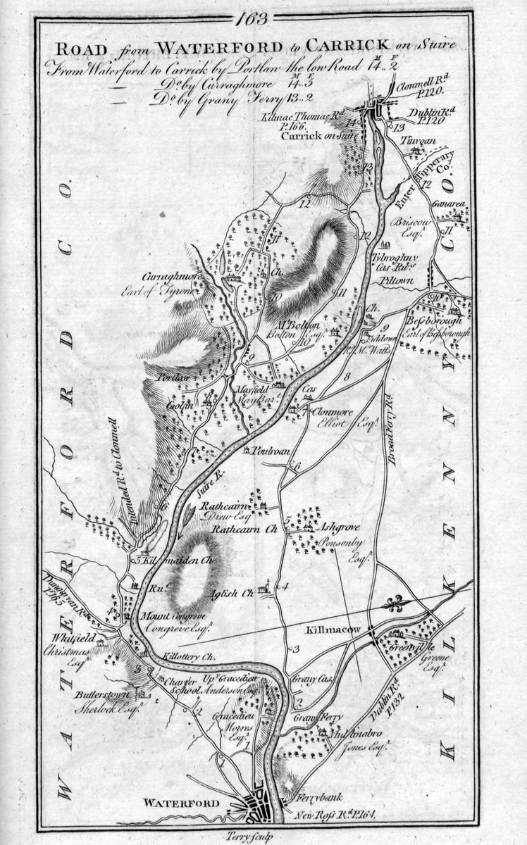 TimeFinding's tweet photo. Taylor & Skinner map of Waterford to Carrick, dated 1777. #Waterford #WaterfordHistory #Carrick #IrishHistory #Ireland #IrishMaps https://t.co/NEJG1I9GRh