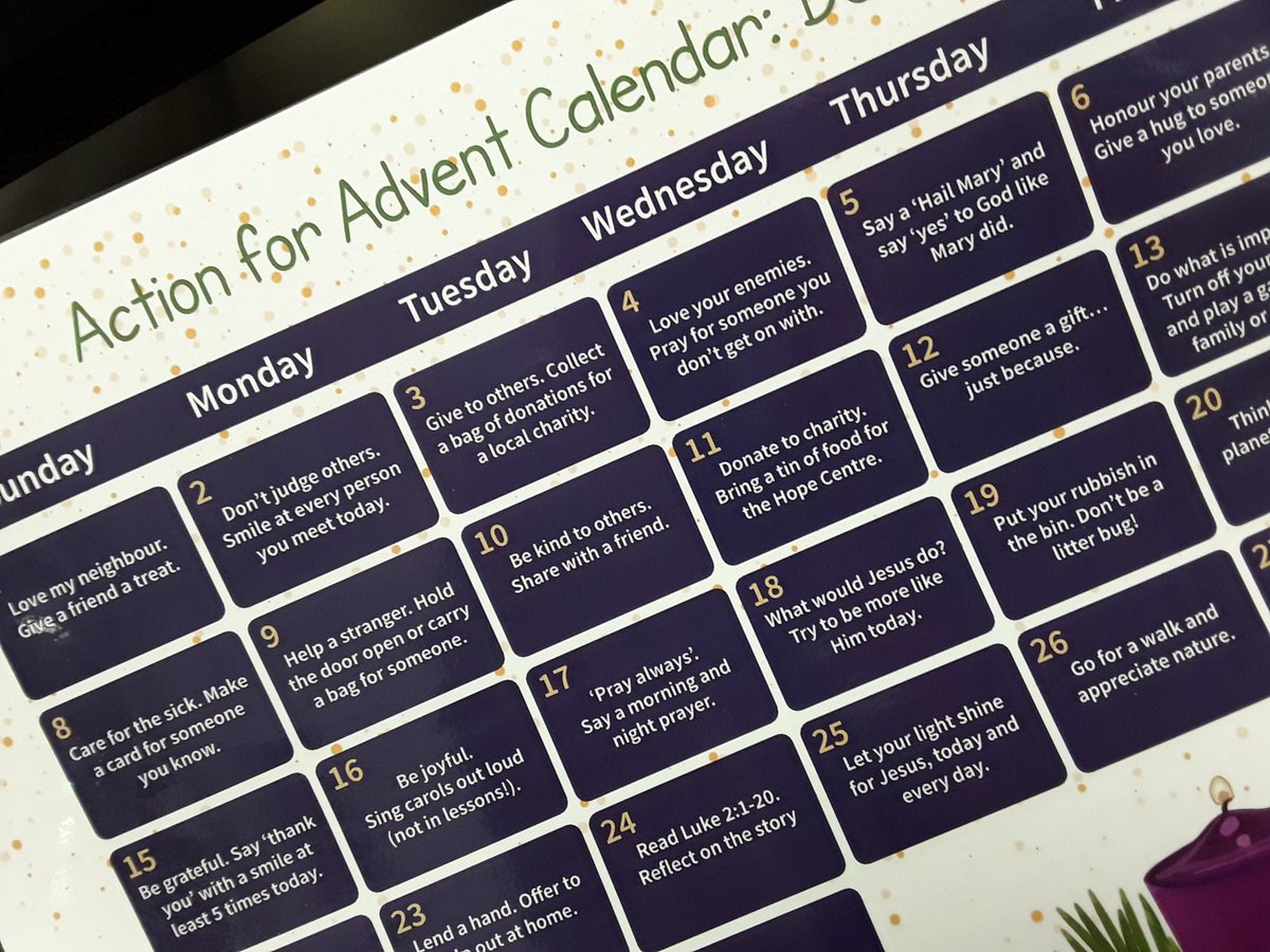 stgregoryscps's tweet photo. We're delighted with this #AdventCalendar2019 that our Chaplain Mrs Darwin has created for us. 

#AdventCalendar #Advent #JesusIsTheReasonForTheSeason #PrepareforJesus #chaplaincy #localcharity @NptonHopeCentre https://t.co/3IE8JHgBT3