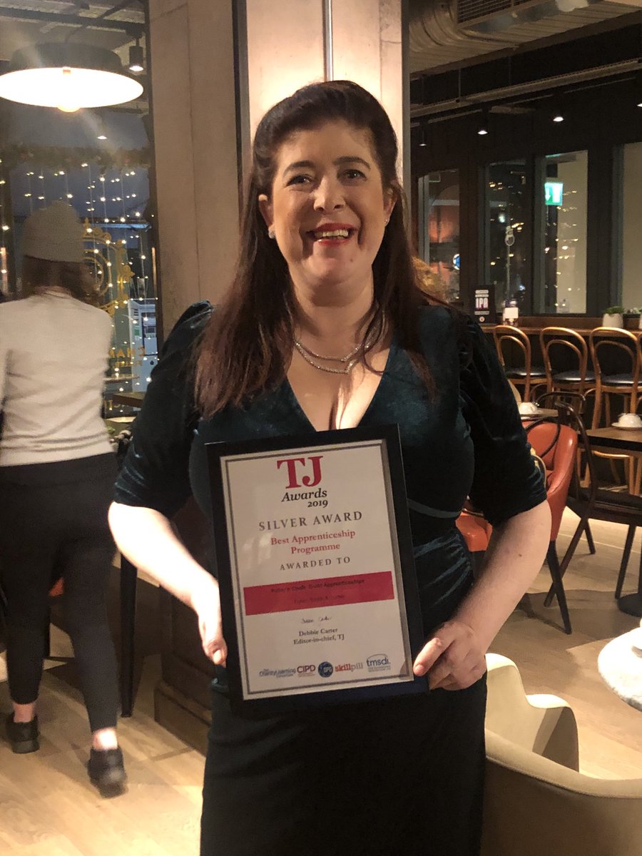 One of our wonderful apprentices, the lovely Claudine from ⁦<a href="/BellAndCrownW4/">Bell and Crown</a>⁩ with our silver award for Best Apprenticeship Programme <a href="/TJA19/">John Adegboye</a>. So proud of this programme