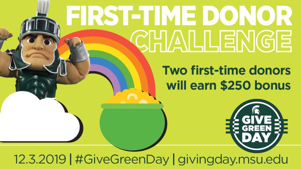 msualumni's tweet photo. May the luck ☘️ of Sparty be with you! #GiveGreenDay in the next hour for a chance to earn an extra $250 for what you 💚. Two randomly selected first-time donor gifts made between 7 – 8 p.m. EST will win. https://t.co/Da5muBukh5 https://t.co/N0YkvehJ94