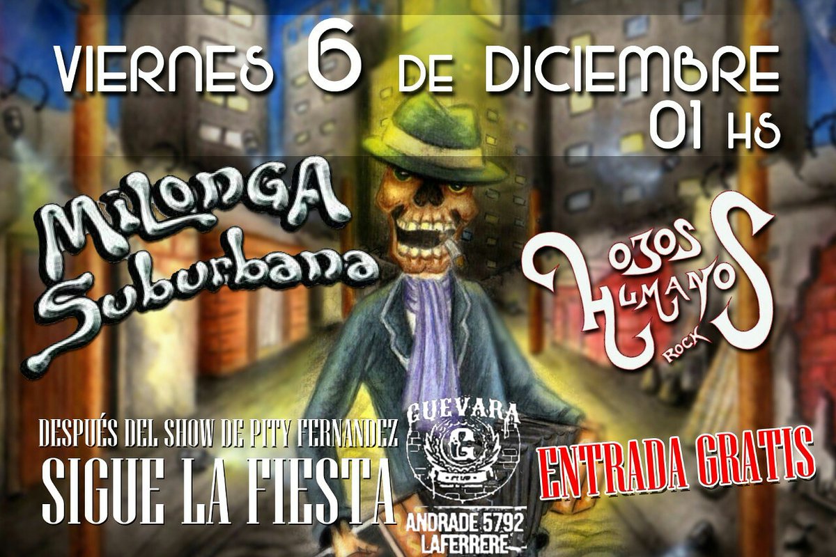 Lxs esperamos este viernes 6 de Diciembre en #GuevaraClub #Laferrere junto a los amigos de <a href="/OjosHumanosrock/">OJOS HUMANOS</a>! Se viene la última fiesta del año!