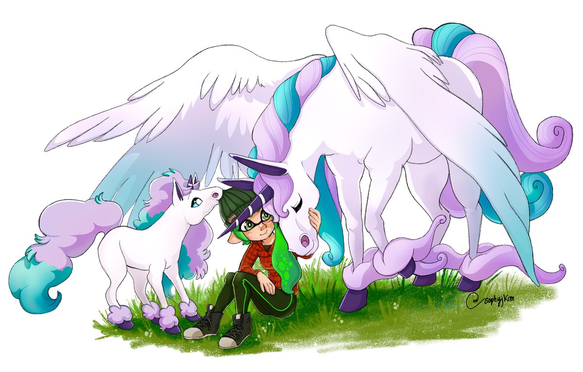Sophyjkim's tweet photo. Pretty pretty pegasus for @Zyliant! #Splatoon2 #PokemonSwordShield https://t.co/vGMrzvLY0N