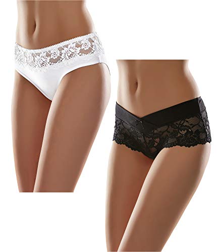 Merry Style Damen Unterhose Hipster Hot Pants mit Spitzenbesatz MSGAB155