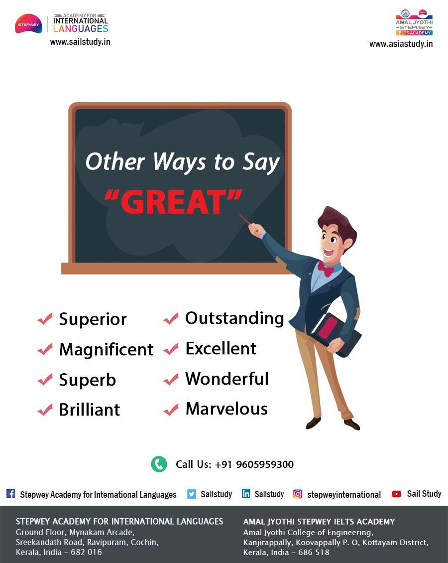 sailstudy's tweet photo. Other Ways to Say.....
#ielts #learnenglish #ieltsstudy #ieltscoaching #sailstudy #ieltskochi #ieltstraining
https://t.co/cl73WZWvRA
Call - 9605959300 https://t.co/4ea0K5qkJm