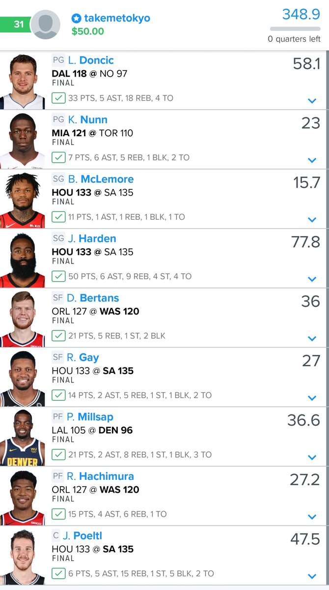 What a night! NBA was 🔥🔥🔥 #DFS